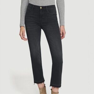 Frame Denim Le High Straight Release Hem Jeans black gray Sz 28